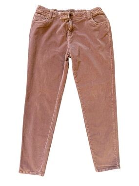 Garnet Hill Dusty Rose Velour Jeans Women's Size 18 Straight Leg Soft Stretch